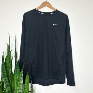 Nike Men's Miler Long-Sleeve Running Shirt Black - (744710-010) - Sz L